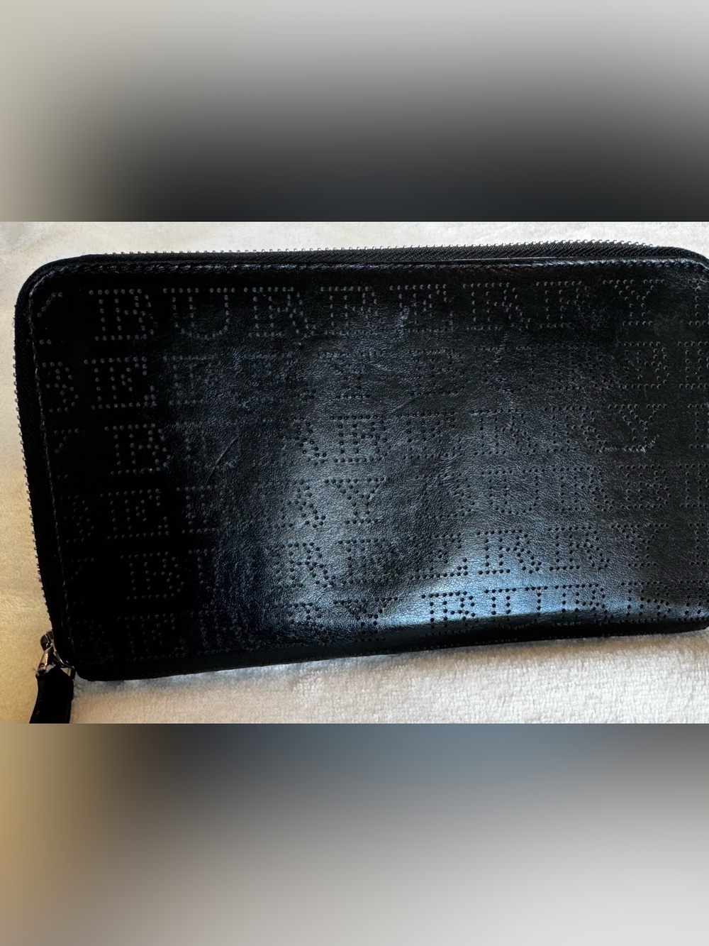 Burberry Large Zip Wallet Black Leather Fits iPhone Pro Max
